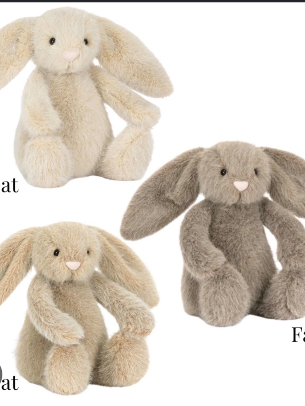 Jellycat Fluffet Trio- Oat, Wheat and Fawn - Picture 3 of 4